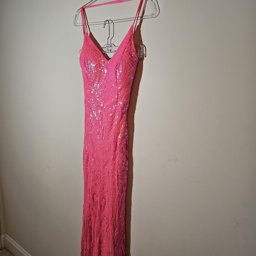 Hot Pink, Sequin, PROM DRESS SIZE Large.  Sexy and Gorgeous